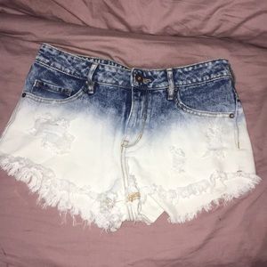 Bullhead blue and white ombre jean shorts
